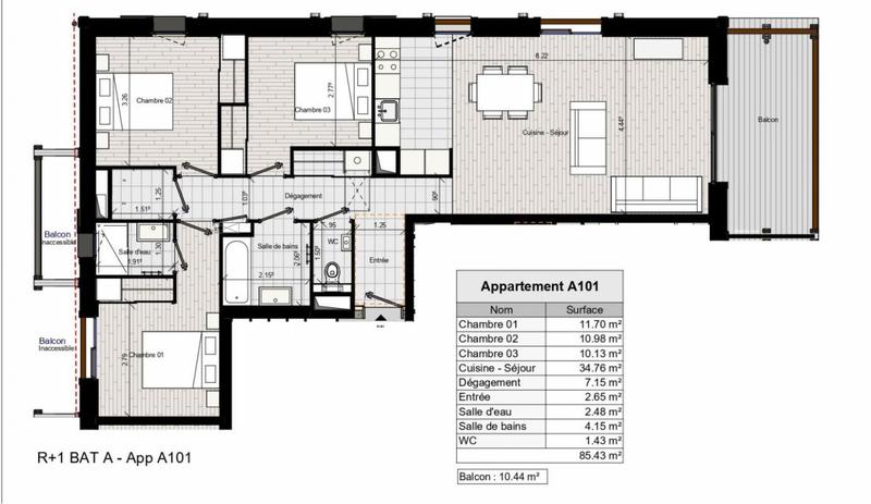Appartement - 85 m² - 4 pièces