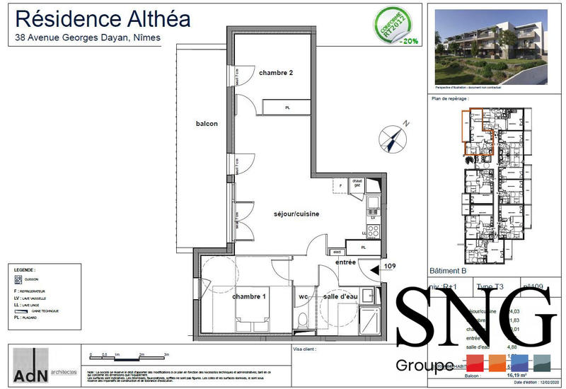 Appartement - 57 m² - 3 pièces