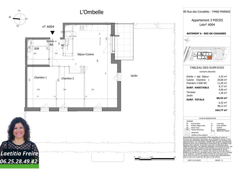 Appartement - 60 m² - 3 pièces