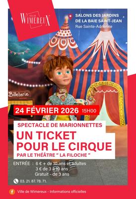 Activités vacances scolaires  - Spectacle de Marionettes - un ticket pour le cirque
