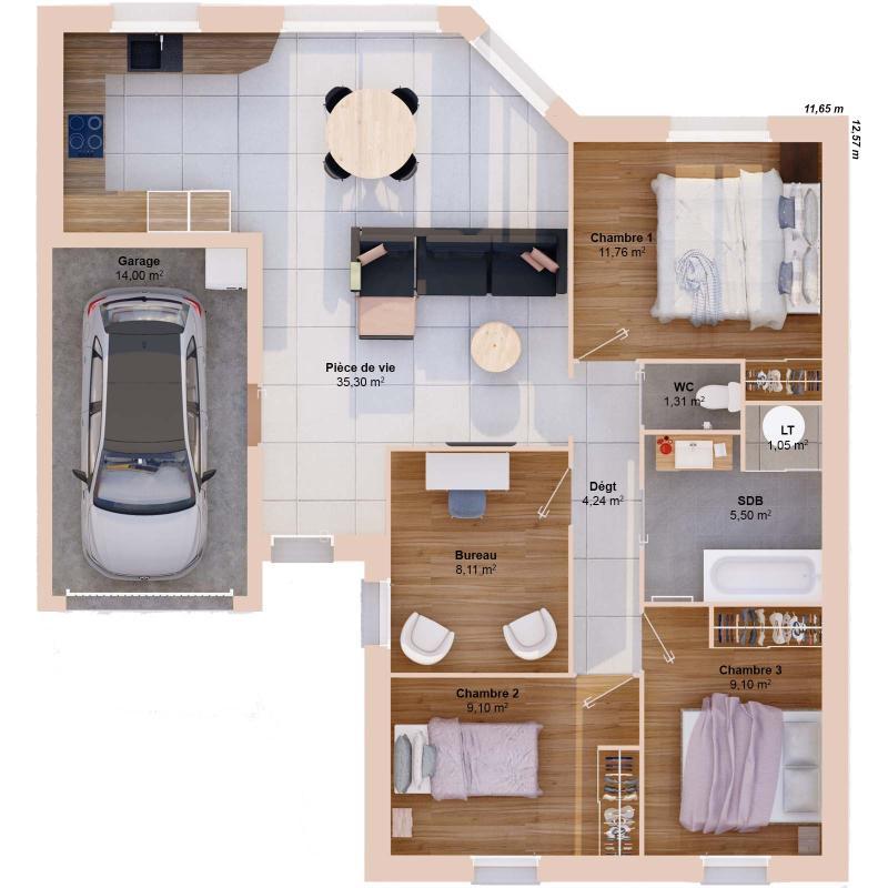 Maison - 85 m² - 6 pièces