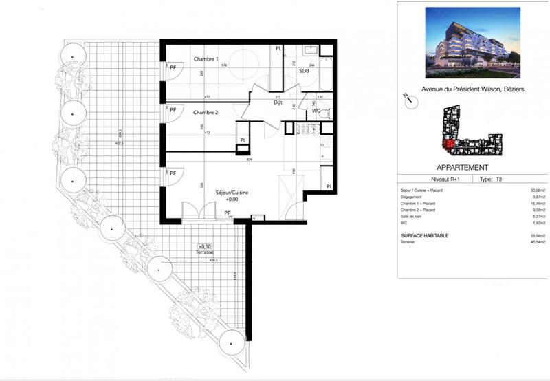 Appartement - 66 m² - 3 pièces