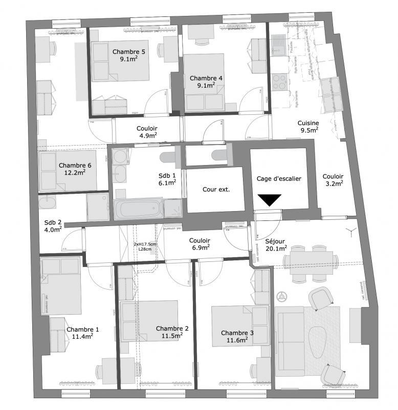 Appartement - 127 m² - 7 pièces