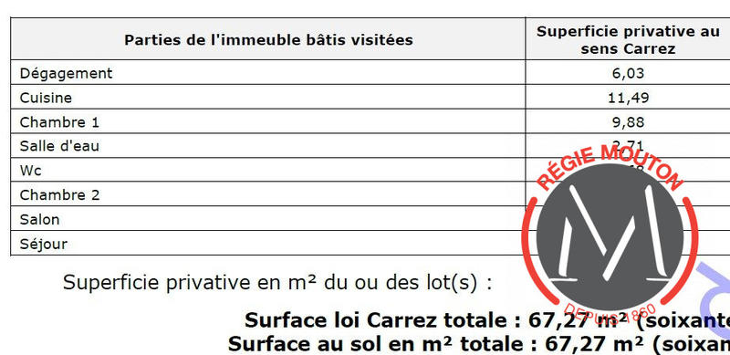 Appartement - 67 m² - 3 pièces