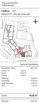 Appartement - 44 m² - 2 pièces