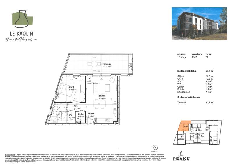 Appartement - 50 m² - 2 pièces