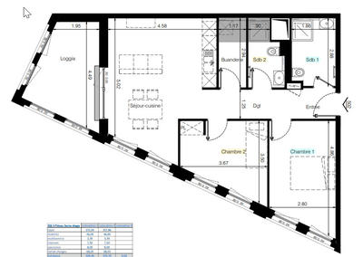 Chambre - 12 m² - 1 pièce