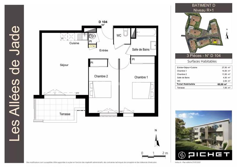 Appartement - 60 m² - 3 pièces