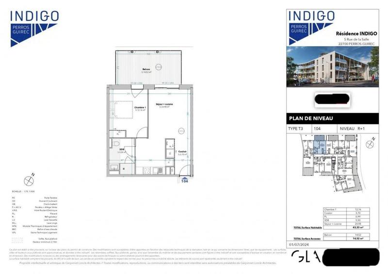 Appartement - 43 m² - 2 pièces
