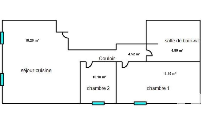 Appartement - 49 m² - 3 pièces