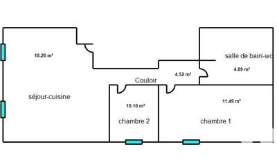 Appartement - 49 m² - 3 pièces