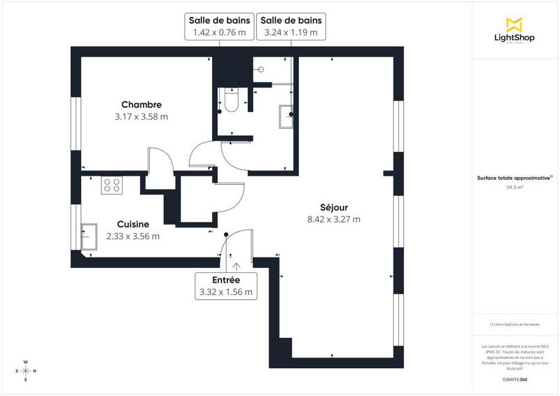 Appartement - 54 m² - 2 pièces
