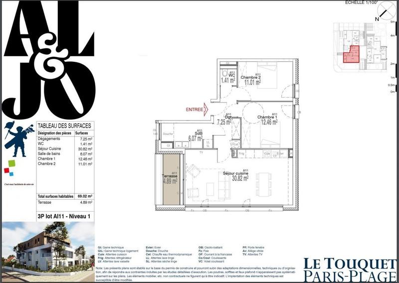 Appartement - 69 m² - 3 pièces