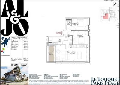 Appartement - 69 m² - 3 pièces