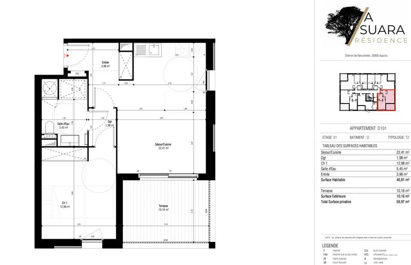 Appartement - 47 m² - 2 pièces