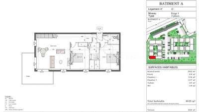 Appartement - 69 m² - 3 pièces