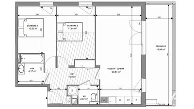 Appartement - 61 m² - 3 pièces