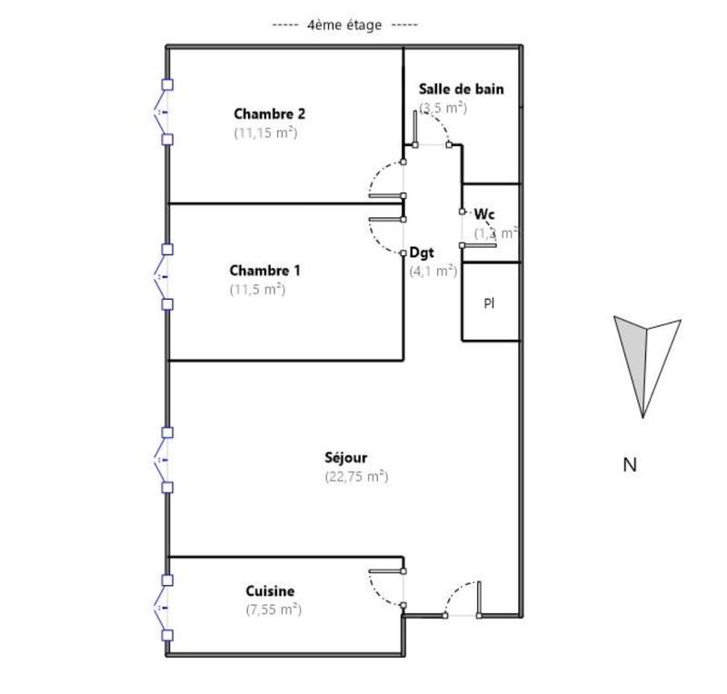 Appartement - 62 m² - 3 pièces