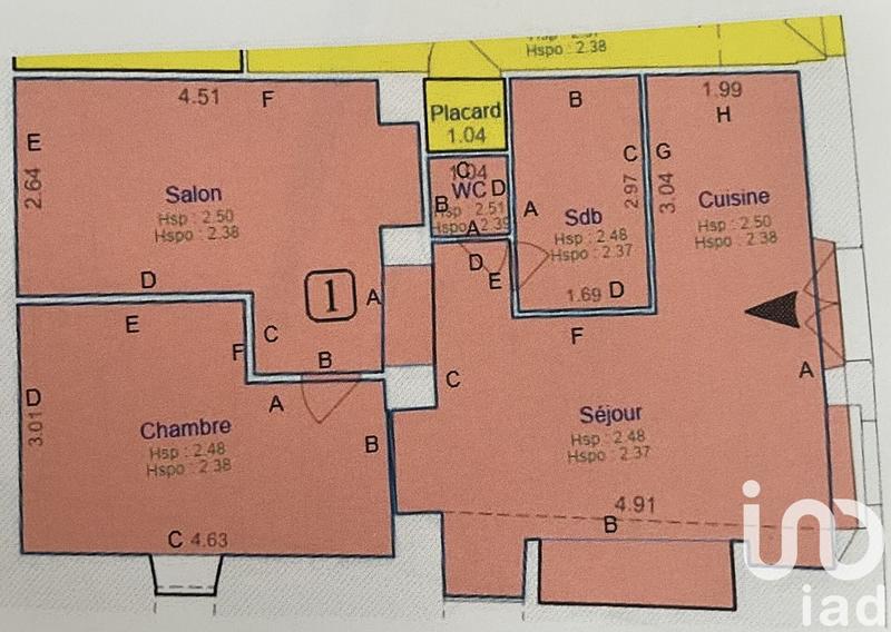 Appartement - 58 m² - 3 pièces