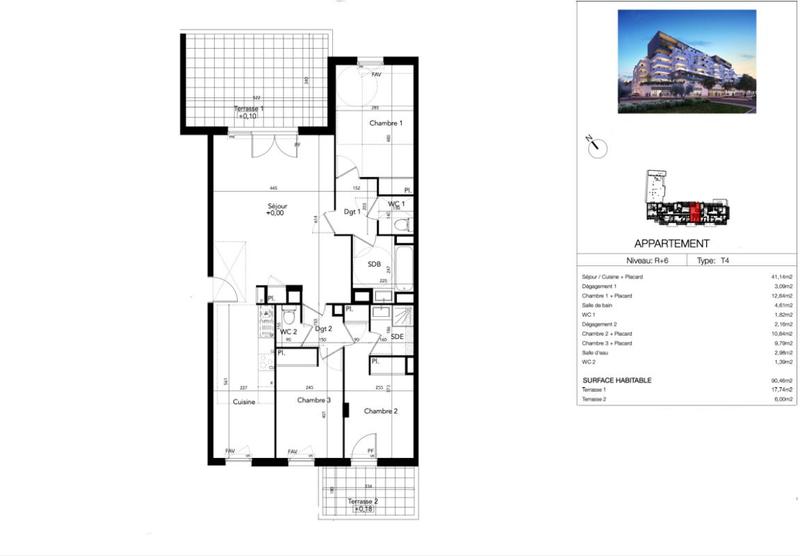 Appartement - 90 m² - 4 pièces