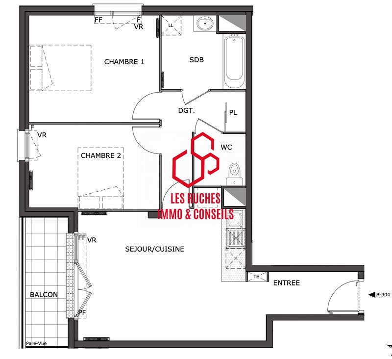 Appartement - 65 m² - 3 pièces