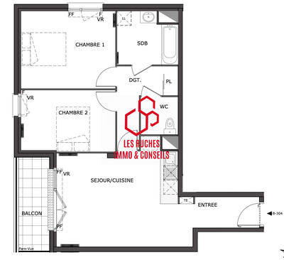 Appartement - 65 m² - 3 pièces