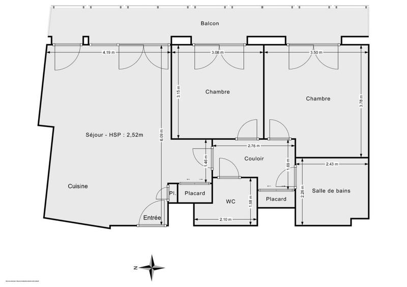 Appartement - 62 m² - 3 pièces