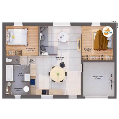 Maison - 68 m² - 4 pièces