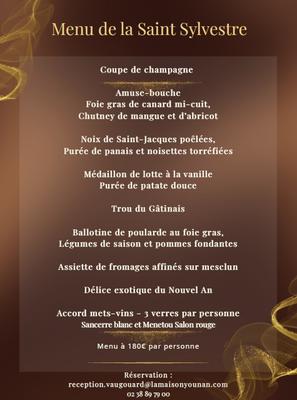 Menu St Sylvestre - Domaine de Vaugouard