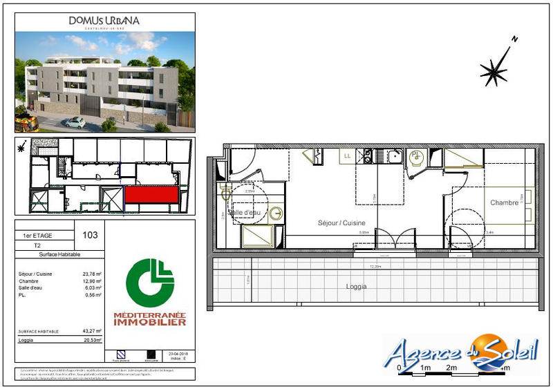 Appartement - 43 m² - 2 pièces