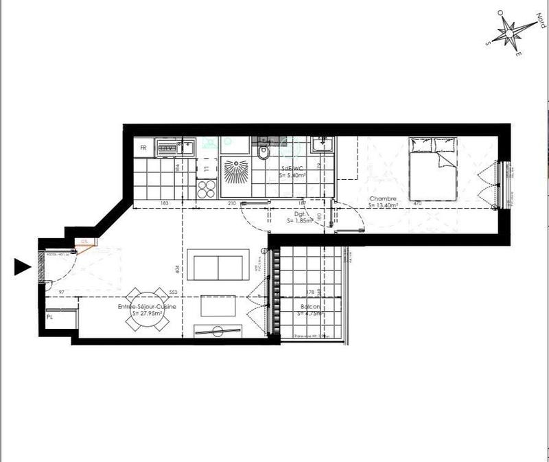 Appartement - 48 m² - 2 pièces