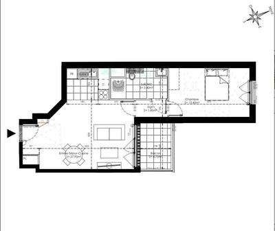 Appartement - 48 m² - 2 pièces