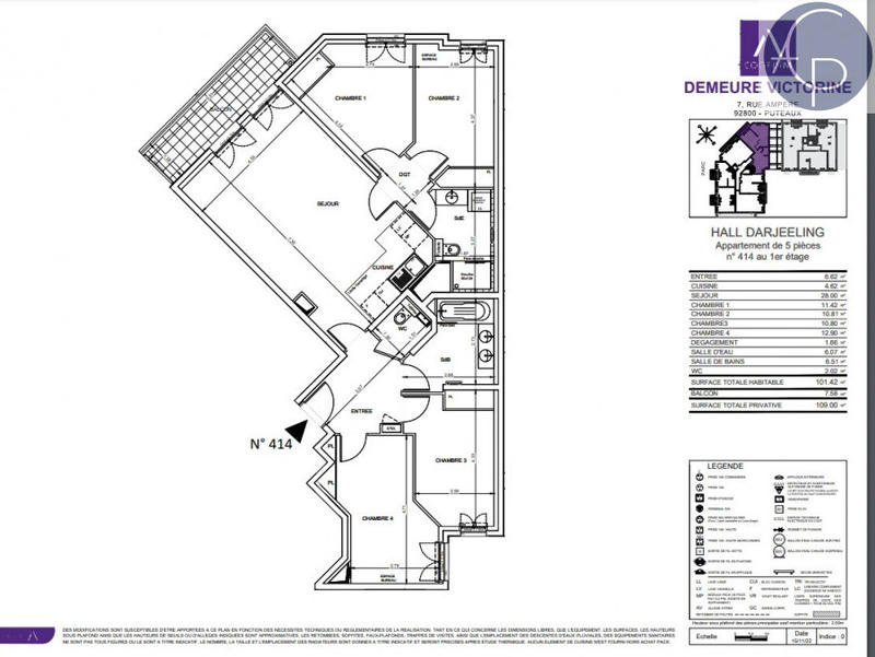 Appartement - 101 m² - 5 pièces