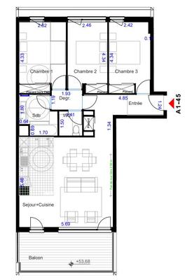 Appartement - 81 m² - 4 pièces