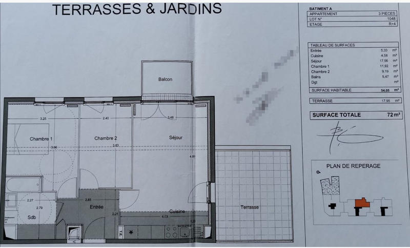Appartement - 54 m² - 3 pièces