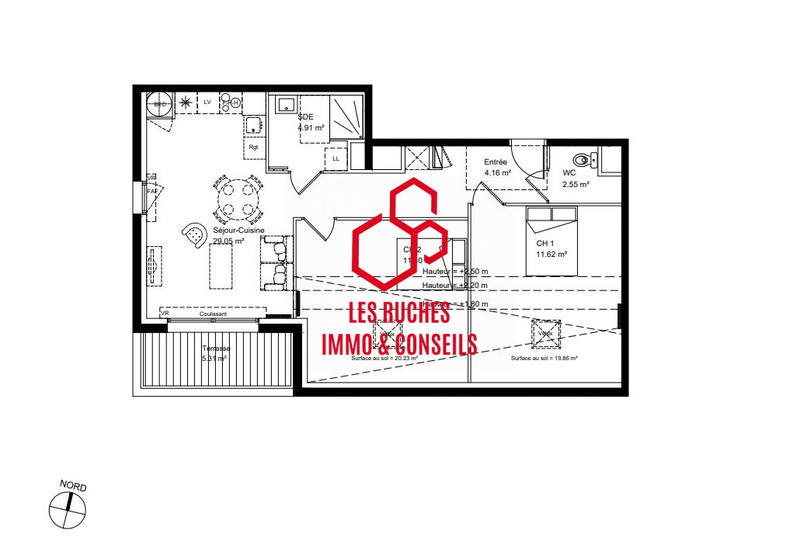 Appartement - 64 m² - 3 pièces