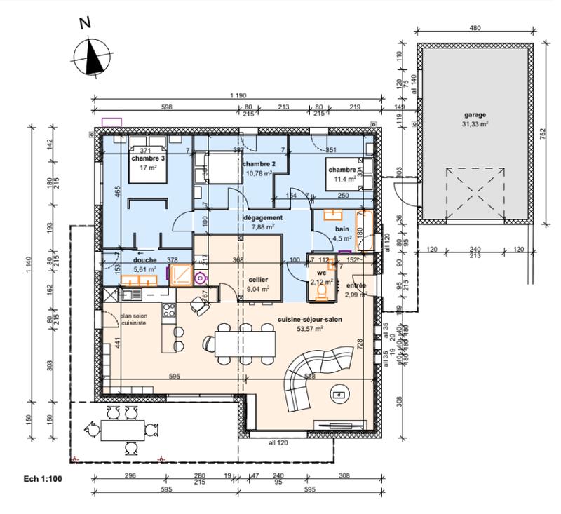 Maison - 125 m² - 4 pièces