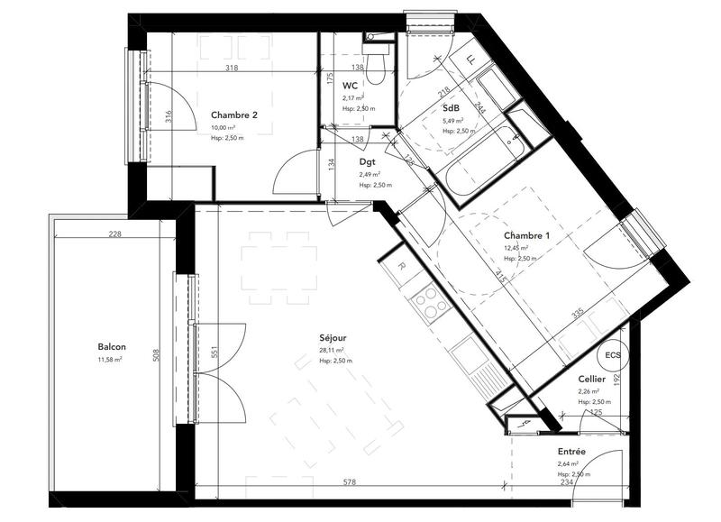 Appartement - 66 m² - 3 pièces