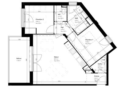 Appartement - 66 m² - 3 pièces