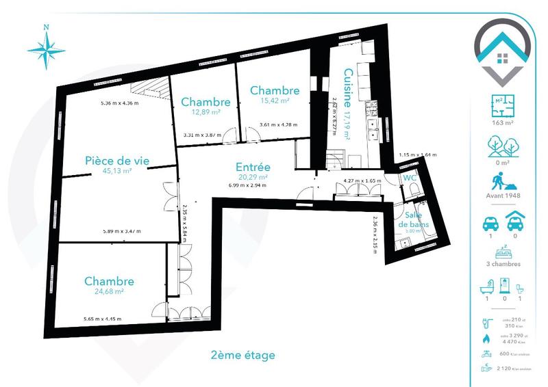 Appartement - 163 m² - 5 pièces