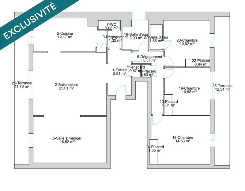 Appartement - 117 m² - 4 pièces