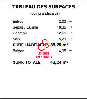 Appartement - 38 m² - 2 pièces