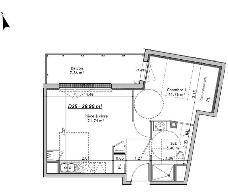Appartement - 39 m² - 2 pièces