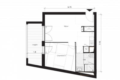 Appartement - 41 m² - 2 pièces