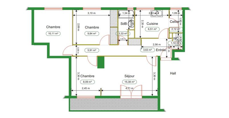 Appartement - 66 m² - 4 pièces