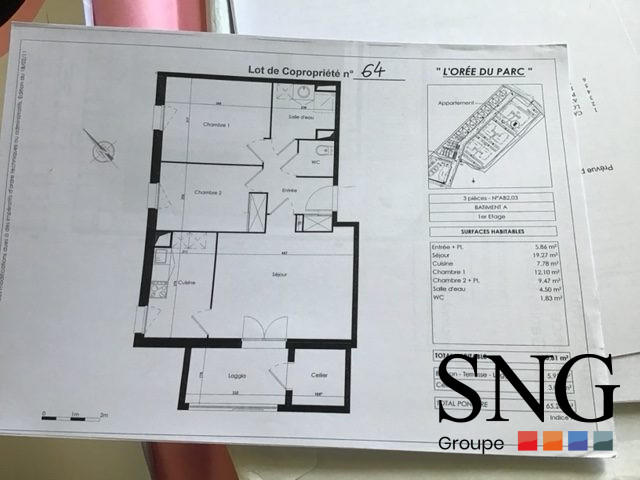 Appartement - 61 m² - 3 pièces