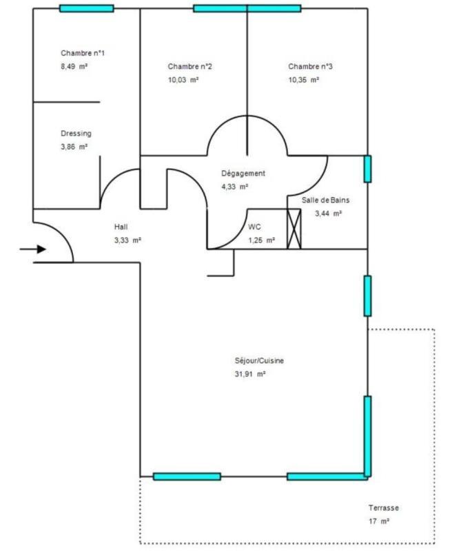 Appartement - 77 m² - 4 pièces