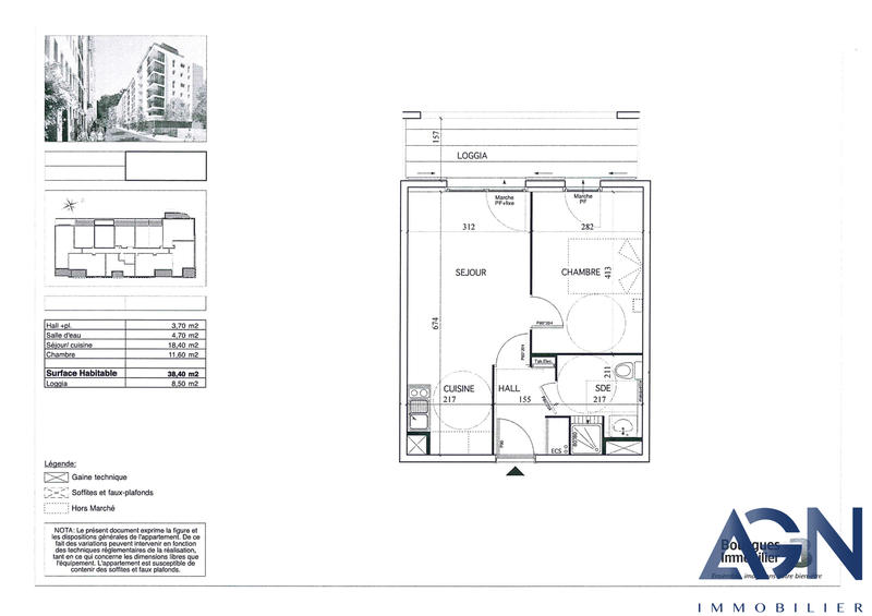 Appartement - 38 m² - 2 pièces