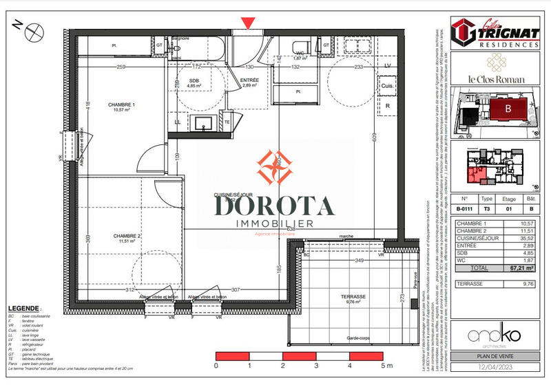 Appartement - 67 m² - 3 pièces