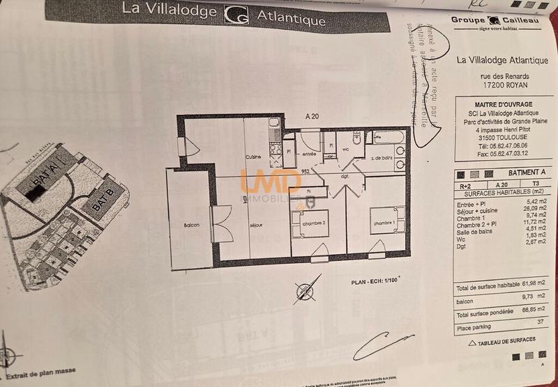 Appartement - 61 m² - 3 pièces